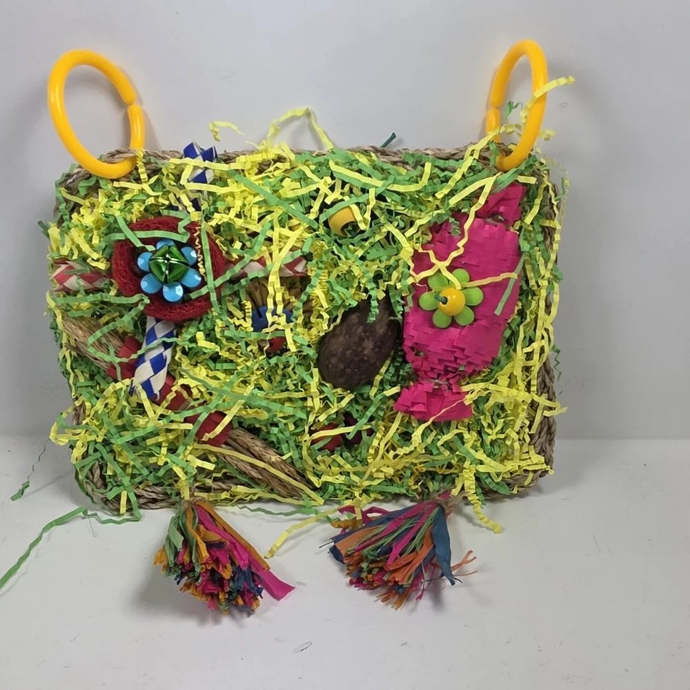 Colorful Bird Toy with Tassels and Rings